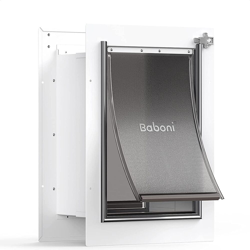 Baboni Pet Door for Wall, Steel Frame and Telescoping Tunnel, Aluminum Lock
